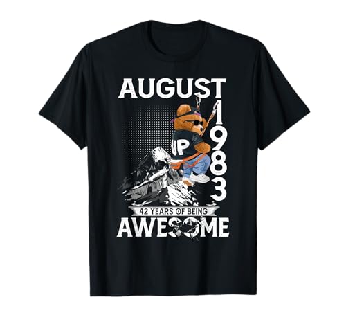 42nd Birthday Bear Legends August 1983 42 Years Old For Men Camiseta