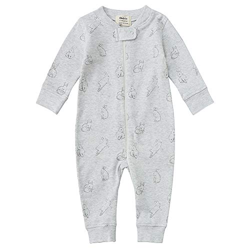 Owlivia Baby Schlafstrampler aus Bio Baumwolle, für Mädchen und Jungen, Langarm (Graues Kaninchen, 12-18 Monate) Cover