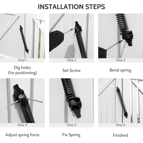 SANKEYTEW Türschließer Gartentor, 356mm langer, verstellbarer Metallfederverschluss, robuster Holztorbeschlag, Zaun-Gartentorschließer für Holztore – Schwarz (14\)