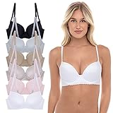 Rene Rofe Sophie B Lingerie Women’s 6 Pack Light Push Up Balconette Bras (Basic Pack, 34B)