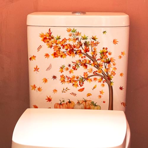 Calcomanía autoadhesiva para pared de baño y cisterna impermeable de otoño 3