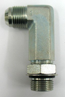 AF C5515LL-08-08 - 1/2 Male JIC (3/4''-16 Threads) x 1/2 Male O-Ring Boss (3/4''-16 Threads) - 90° Extra Long Straight Thread Elbow
