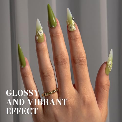 Image of MelodySusie Green Gel Nail Polish,0.5fl oz Nails Soak Off UV LED Oliver Green Gel Polish Gift for Women Nail Art Manicure Salon DIY Nail Design Decoration at Home-603-A2303