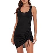 Lecieldusoir Women's Sleeveless Swimsuit Coverup Sheer Beach Cover Up Drawstring Tank Bathing Sui...