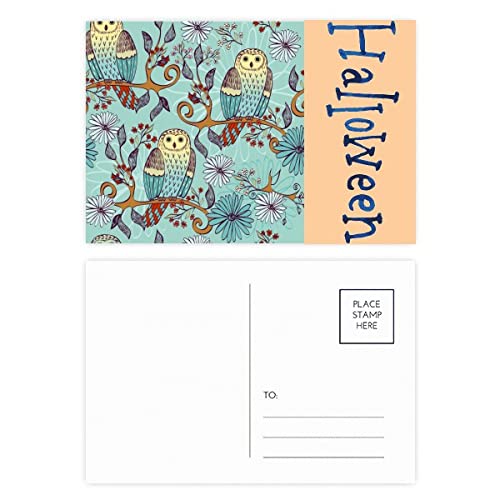 Cartes postales d'Halloween hibou lot de 20 cartes illustrées fleurs bleues