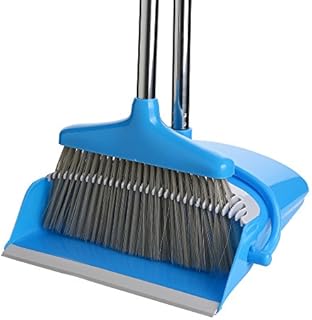 Broom and Dustpan Set for Office and Home 127cm Standing Upright Sweep Use Long Handle Dustpan and Lobby Broom for Office and Home Sweep Quick Sweeping Standing Sweep Set with Broom