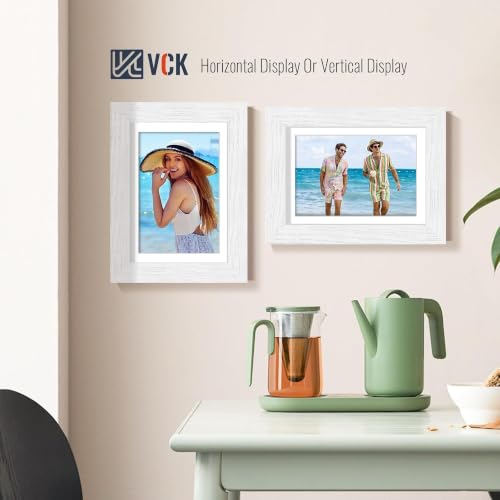 Image of VCK 5x7 Picture Frame 5 Pack, White Exclusive Wood, HD Glass, for Photo