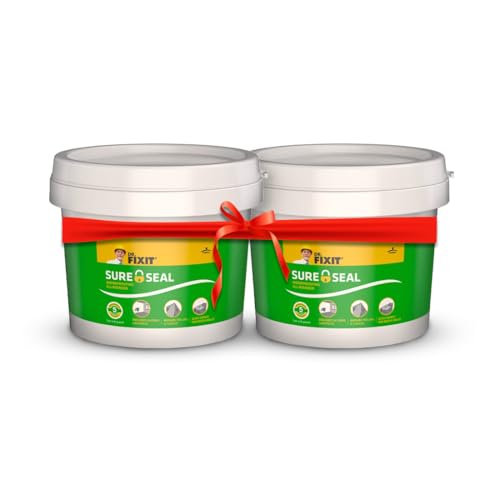 Image of DR. FIXIT Sure Seal 1 Kg, DIY Waterproofing for Mild Dampness | Internal & External Wall Quick Patch Repair, Roof Patch Repair pack of 2