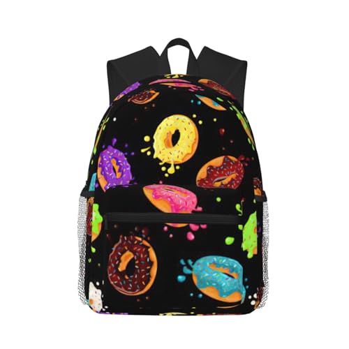 BREAUX Donut Print Lightweight And Comfortable Duffel Bag, Casual Daypack, Multipurpose Backpack