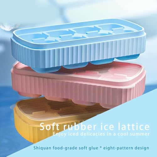 Image of Pack of 3 Silicon ICE Cube Tray with LID, 24 Big Size Cavity, Flexible, Easy Release Ice Maker Dishwasher Safe Durable & Reusable Ice Maker Mold for All Types of Drinks & Water Multicolour 3 PCS