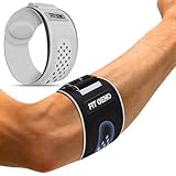 Fit Geno Elbow Brace for Tennis & Golfer's Elbow: Adjustable Elbow Strap for Tendonitis Pain Relief with Compression Pad - Support for Sports Men and Women - Forearm 10''-15.5'', 1 Pack