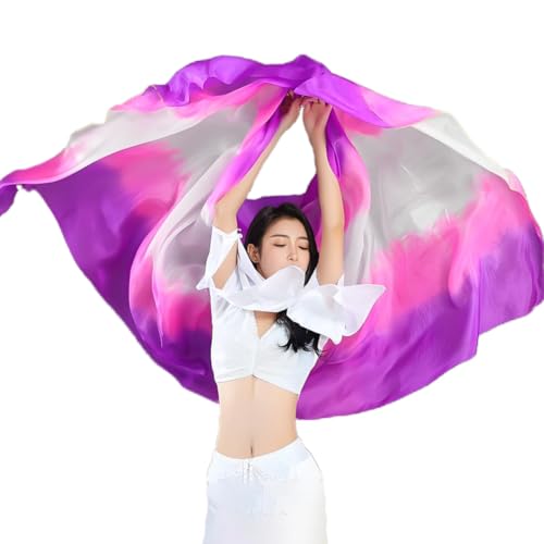 Women Real Silk Belly Dance Silk Veils Professional Oriental Halloween Stage Performance Show