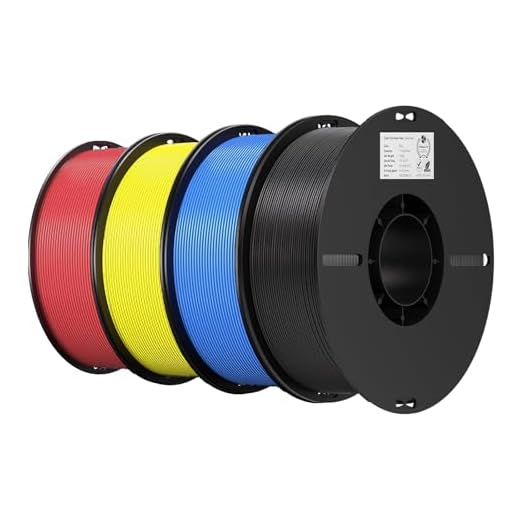 Creality 3D Printer Filament 1.75mm 4KG, PLA Filament Bulk +/- 0.02mm, 4 Pack 1kg Spool(2.2lbs) 3D Printing Filament Fits for Most FDM 3D Printers, Red Yellow Blue Black