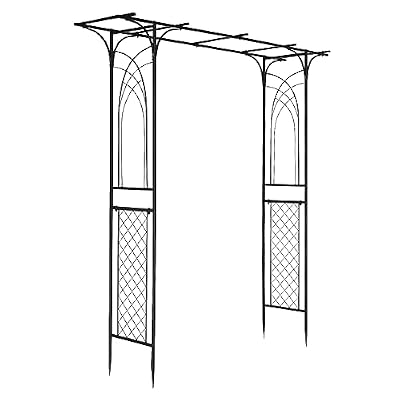 VINGLI Garden Arbor, Arch for Wedding Ceremony Party, Christmas Garden Decor Steel Garden Trellis for Plant Climbing, Pergola for Garden, Backyard, Lawn (Flat Top)