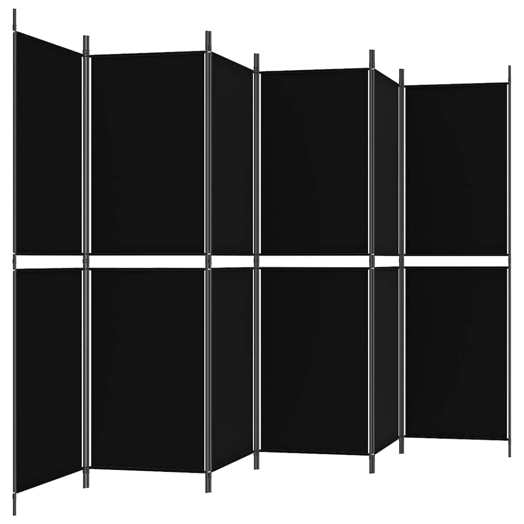 Parawan z 6 panelami 300 x 180 cm materiał czarny