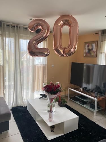 Image of Number Balloons Rose Gold 24 Balloon 40 inch for 24 42 Birthday Decorations | Saturated Color, Large 40 in, With Straw & Hanging Hole, For Back-to-School Season, Wedding, Christmas, New Year, Anniversary