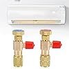 2pcs Liquid Safety Valve R410A R22 Air Conditioning Refrigerant 1/4 Safety Adapter Refrigerant Charging Valve for SAE 1/4 male to SAE 1/4 Famale safety adapter air conditioning charging valve #2