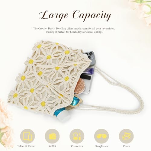 Bolso de playa tejido a crochet para mujer miniatura 5