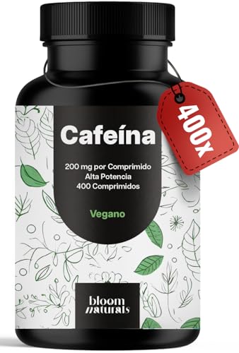 Cafeina Alta Potencia – 400 Comprimidos – 200 mg de Cafeína por Comprimido – Vegano – Producido en Alemania – Sin Gluten – Analizado en Laboratorio