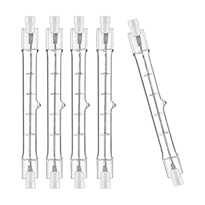 Jaenmsa R7S Halogen Leuchtmittel 118mm 200W 230V, 5er Pack Halogenstab R7S 118mm, Halogen Birne r7s Dimmbar…