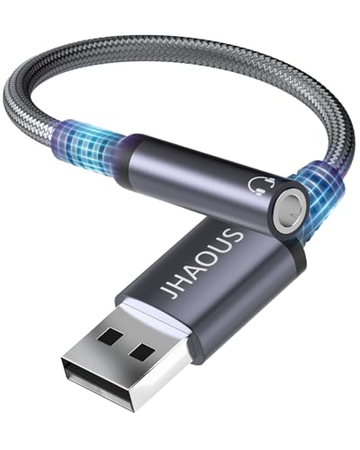 USB to 3.5mm Jack Audio Adapter, TRRS Female Headset Audio Jack Adapter, JHAOUS USB-A to 3.5mm AUX...