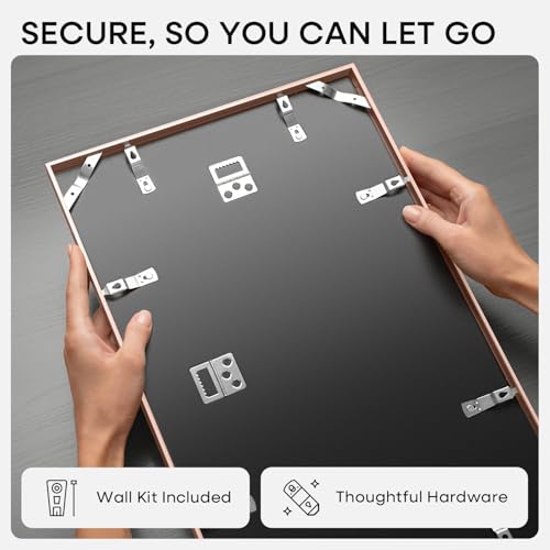 Image of Homeforia 8x24 Panoramic Frame Rose Gold, High End Metal 8 x 24 Picture Frames without Mat, 24x8 Hanging Rose Gold Poster Frames for Wall, 8by24 Display Photo Frame, Tempered Glass, Wall Kit, Set of 1