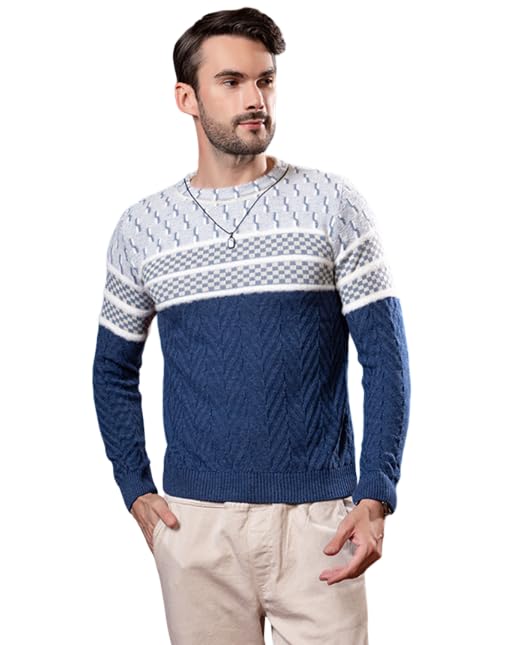 swaaglok - style that speaks Men’s Stylish Knitted Pullover Sweater | Premium Winterwear with Contrast Stripe Detail | Soft & Warm Full Sleeve Crew Neck | Regular Fit-picture-53