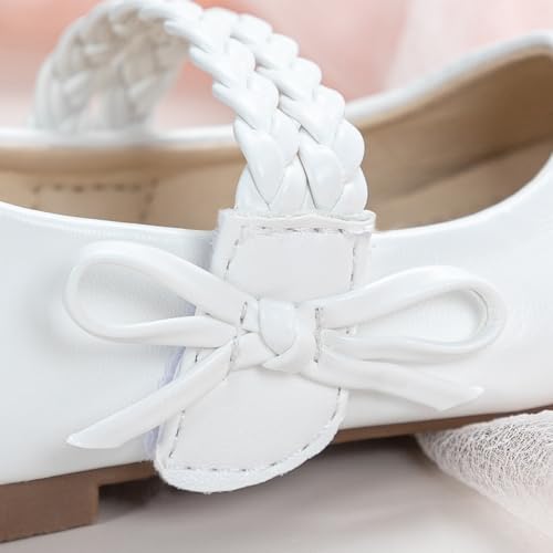 KIDSUN Toddler Girls Dress Shoes Mary Jane Flats Bow Princess Ballerina Wedding Party Back to School Shoes for Kids4