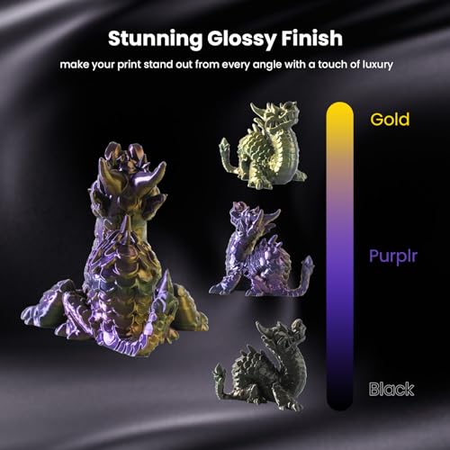 Image of Tri Color Silk PLA Filament 1.75mm Purple Gold Black 1KG, Shiny High Gloss Finish, Seamless Color Transition, Neatly Wound, Accuracy + /-0.02mm Vacuum Packaging