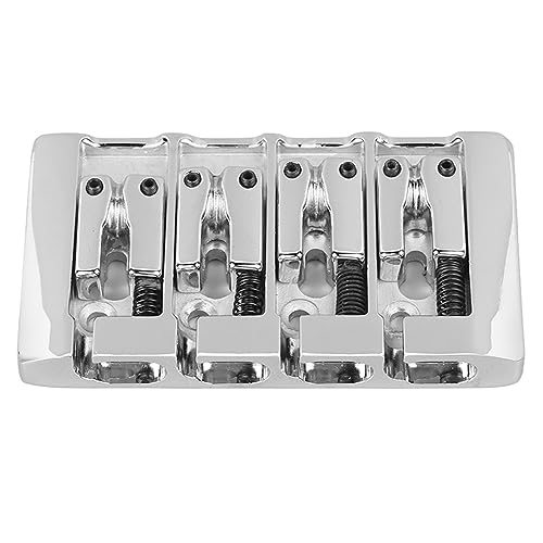 Generic エレキベース用高質量金属製4弦L字ベースブリッジ音質向上, 調整可能サドル付き, ギターベースブリッジ, 簡単取り付け, 安定性, サステイナビリティを提供, 標準仕様エレキベースに適しています (銀)