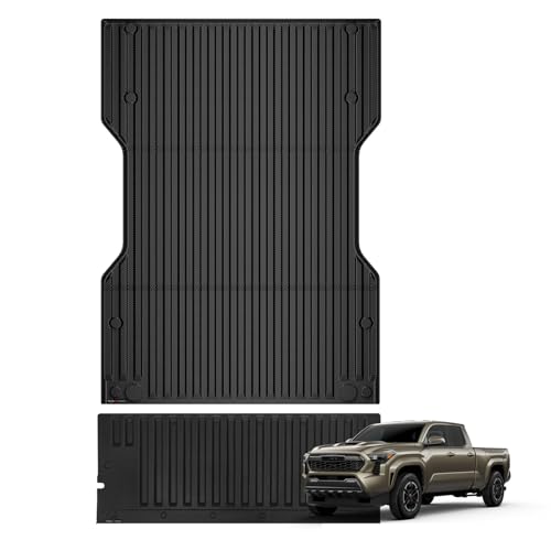 Image of TripleAliners Truck Mat Compatible with 2024-2026 Toyota Tacoma 6FT Accessories, Truck Bed Mat Heavy Duty Custom Fit All Weather Protection TPE Pickup Liner, with Tailgate Mat