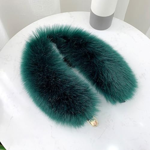 Damen Fellkragen Kunstfell Pelzkragen 53cm Flauschig Kunstpelz Kragen Winter Schal Wärm Fuchspelz Kragen Pelzschal Halswärmer Kragen Schal Kapuze Kragen Fauxpelzkragen für Wintermantel mit Knöpfen