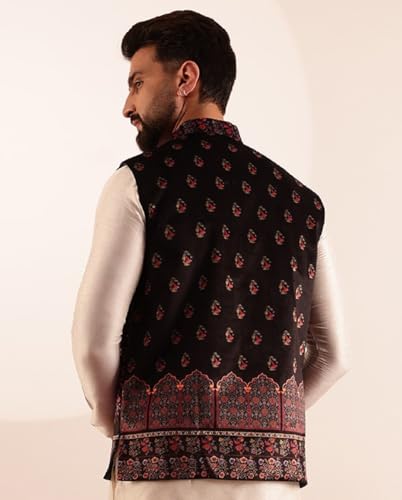 Image of SOJANYA (Since 1958 Men's Velvet Nehru Jacket With Paisley Print