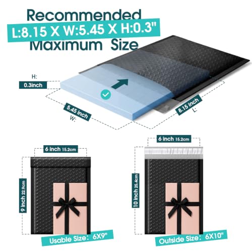 Image of Fuxury Bubble Mailers 6x10 inch 268800 Pack Black Padded Envelopes Usable Size 6x9 inch Thick Mailing Envelopes Bubble Opaque Padded Mailers Shipping Bags for Mailing Jewelry Makeup Small Business#0