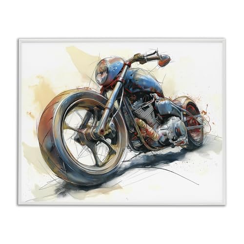 Whimsical Motorcycle Concept Nursery, 16 x 20 Inch Framed Giclée Print