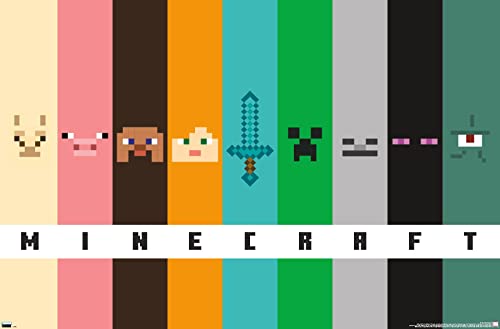 Minecraft - Pixel Bars Wall Poster, 34L" x 22.4W", Premium