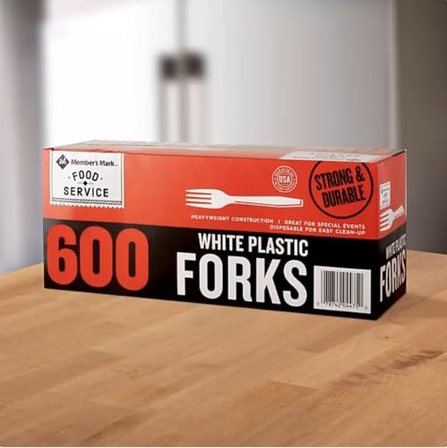 Member Mark White Plastic Forks, Heavyweight 600 ct.