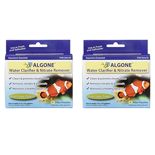 Algone Aquarium Water Clarifier and Nitrate Remover, 6 Filter Pouches - 2 Pack