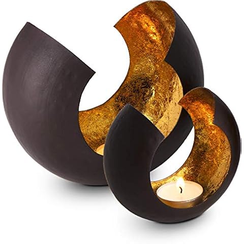 Set of 2 Brown-Gold Tealight Holders Cover