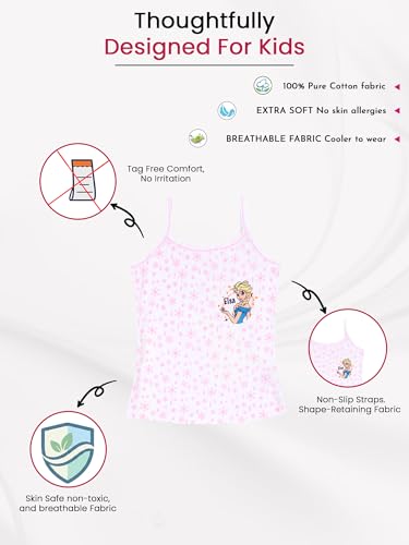 Image of BODYCARE Frozen Printed Girls Camisole Pack of 3 | 100% Cotton | Ultra Soft Breathable Innerwear | Skin Friendly, Tagless Comfort | Ideal for School