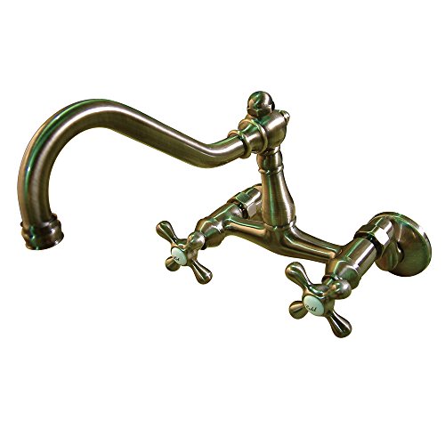 Elements of Design ES3223AX Hot Springs 2-Handle Wall Mount Kitchen Faucet, 8-1/2", Vintage Brass