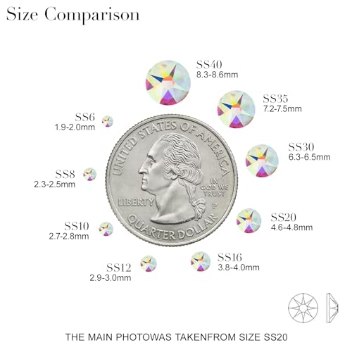 Image of Novani Crystal AB Rhinestones 1440pcs Flat Back Round Rhinestone Style 2088 Sparkly Crystal Gemstones for Nail Art and Crafting SS20,4.6-4.8mm