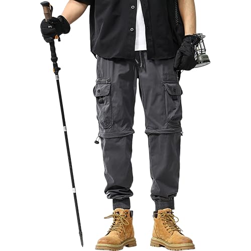 Men's Summer Street Multi Pocket Cargo Pants Baggy Black Jogger Tapered Pants Mens Lightweight Harem Trousers3