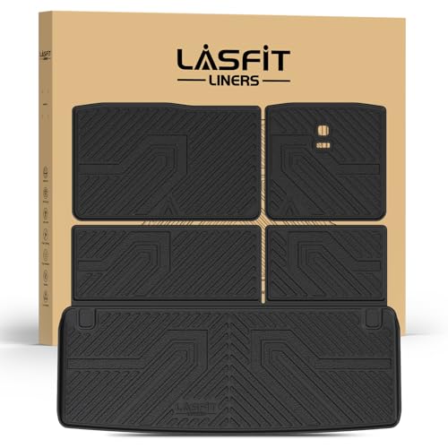 Image of LASFIT Cargo Mats for Nissan Armada 2017-2024 / Infiniti QX80 2011-2024 | All Weather TPE Custom Fit Cargo Trunk Mat & Backrest Mats Accessories, Black