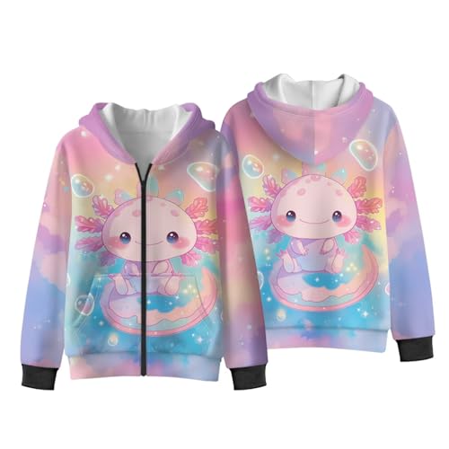 Active Girls' Zip Up Hoodie Kids Long Sleeve Sweatshirt with Pockets Thin Jacket for PE Class & Backyard Games S-XL