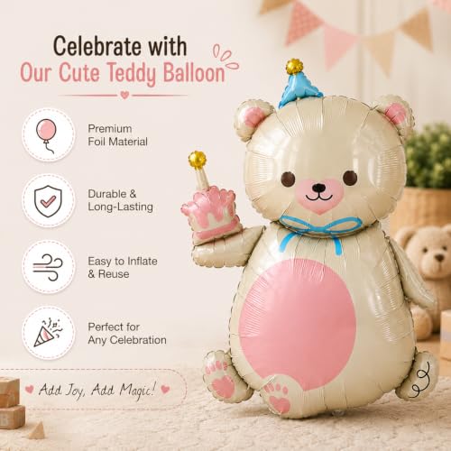 Image of Rozi Decoration Teddy Bear Birthday Balloon Decoration Kit (Pack of 56)