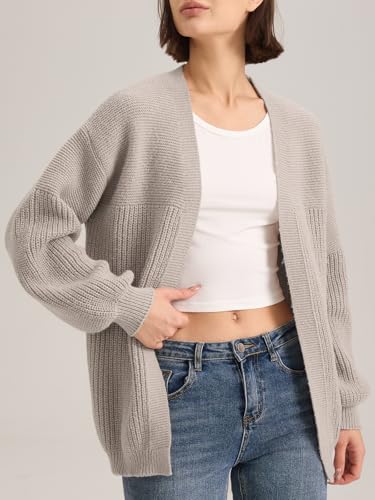 Image of ALLOVIN Womens Open Front Chunky Knit Cardigan, Oversized Soft Long Sleeve Sweater for Spring Fall 2025