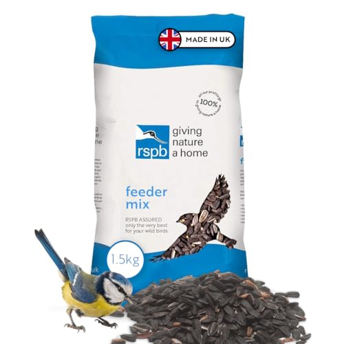 RSPB Wild Bird Feeder Mix 1.5kg, Designed For Putting Into A Tubular Seed Feeder, Supporting The RSPB Charity, Made With Black & Striped Sunflower Seeds, Husk Free Oats & Canary Seed