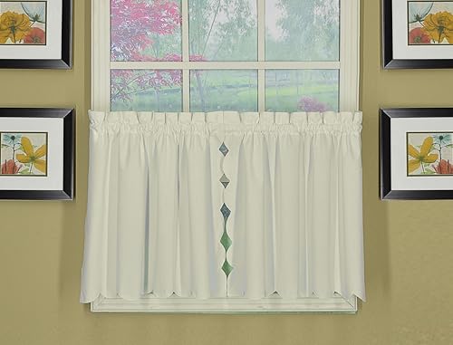 Today's Curtain, Orleans Scallop Curtain, Ecru 24" Tier Pair, 60" W x 24" L, Ecru