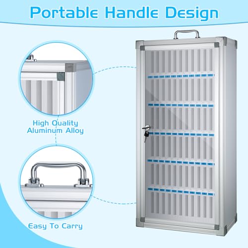 Amylove Cell Phone Locker Cabinet Aluminum Alloy Pocket Chart Storage Locker Box Cabinet Wall-Mounted Cell Phones Storage Box with Handle for Office Classroom Gym(White,72 Slots) by Amylove - Image 4